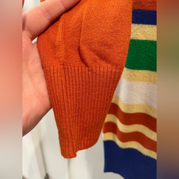 Cashmere and Wool Blend Colorful Striped Women's Sweater - Picture 4 of 7